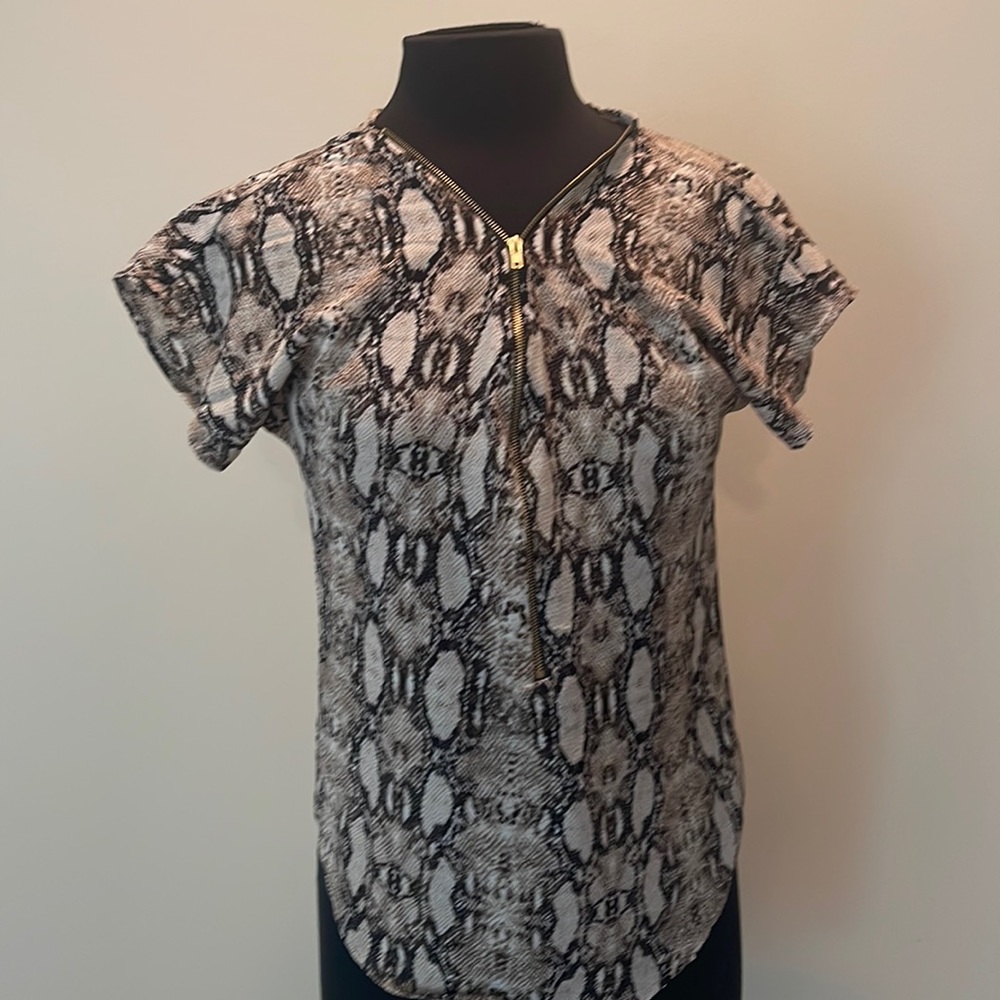 Never worn! Animal Skin Blouse With Long Zipper